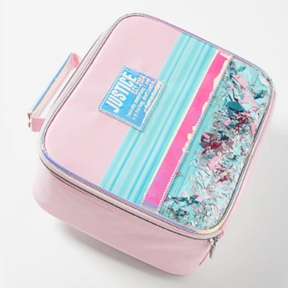 NWT Justice Shaky Glitter Lunch Box Tote